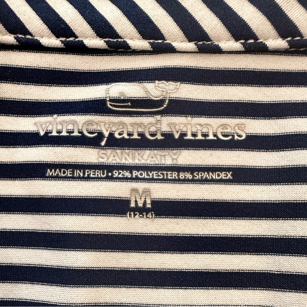 Vineyard Vines Black and White Striped Kids Sankaty Performance Polo - Picture 2 of 5